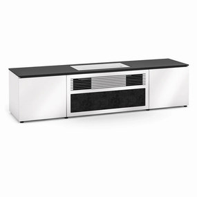 Salamander Designs Chameleon Collection Miami 245S Dual Speaker Grill Projector Integrated Cabinet for LG HU85LA Projector (Gloss Warm White)