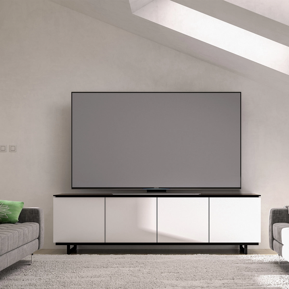 Salamander Designs Chameleon Collection Miami 247 Quad AV Cabinet (High Gloss White with Black Glass Top)