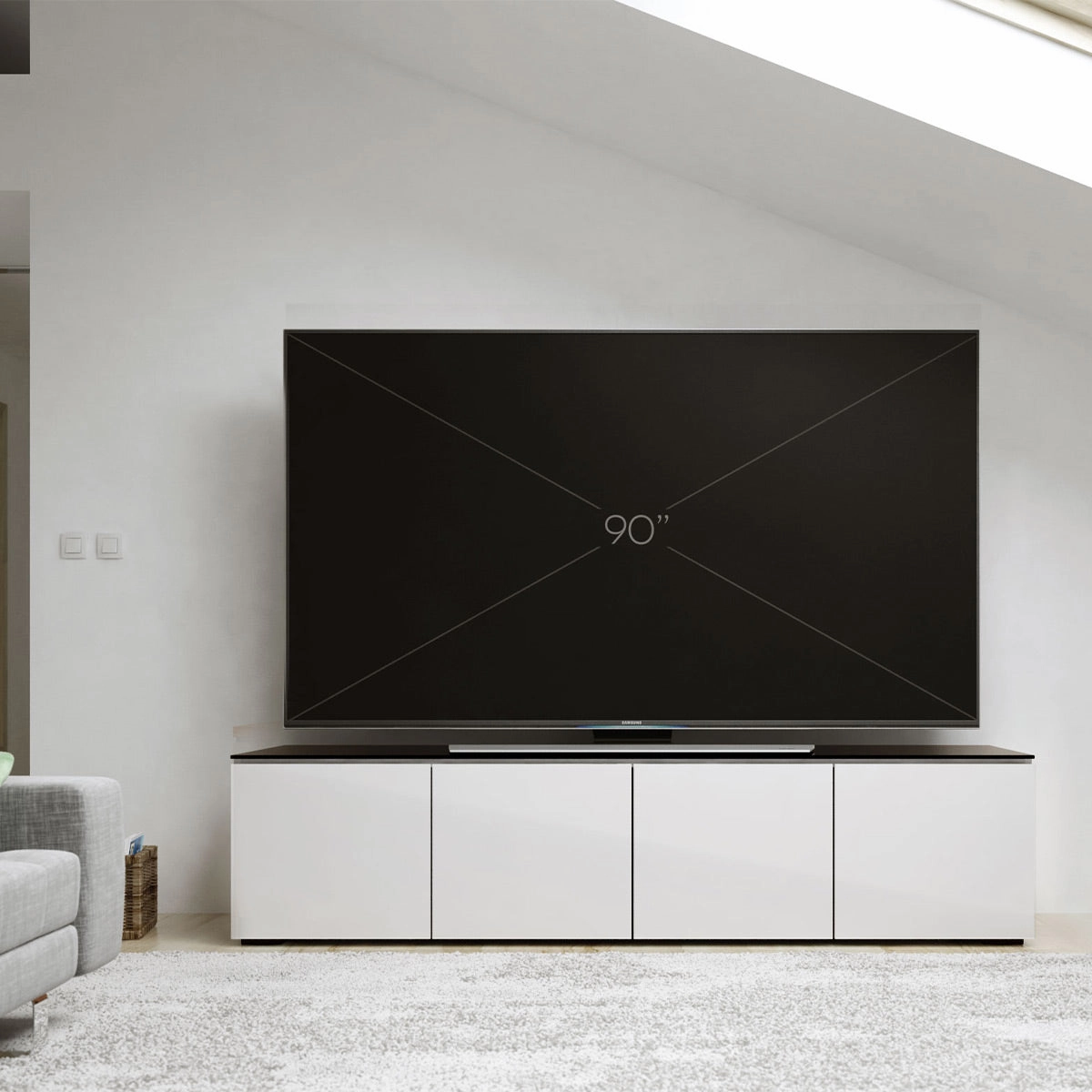 Salamander Designs Chameleon Collection Miami 247 Quad AV Cabinet (High Gloss White with Black Glass Top)