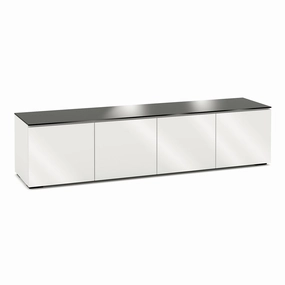 Salamander Designs Chameleon Collection Miami 247 Quad AV Cabinet (High Gloss White with Black Glass Top) hi-fi digital to analog converter,hi-fi lossless streamer,hi-fi Roon-ready device