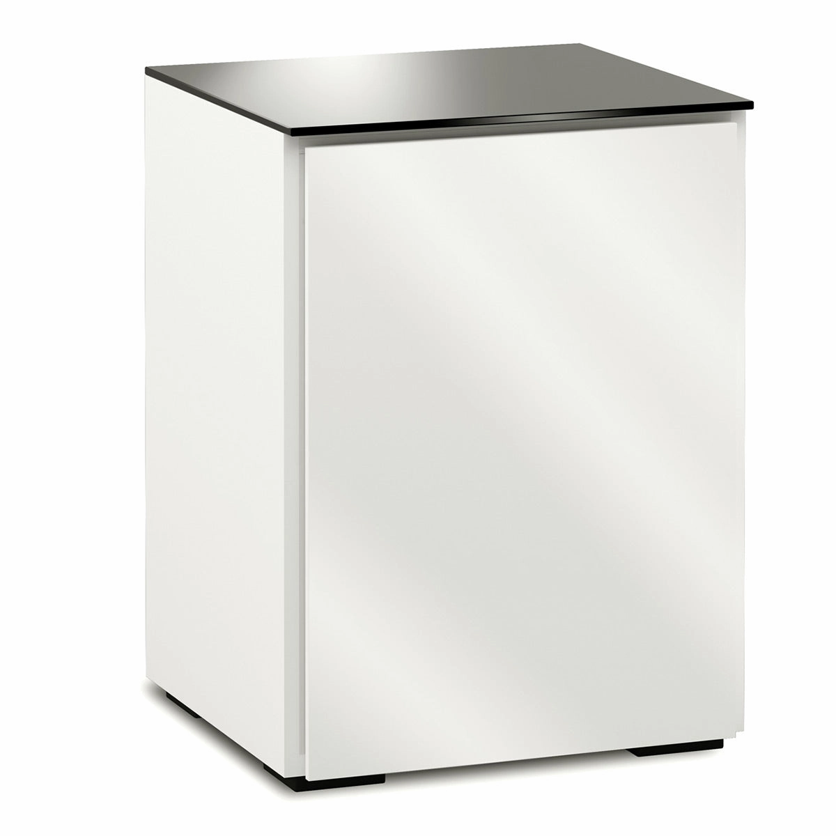 Salamander Designs Chameleon Collection Miami 317 Single AV Cabinet (High Gloss White with Black Glass Top) hi-fi vibration control,hi-fi grounded cable,hi-fi stereo input selector