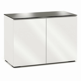 Salamander Designs Chameleon Collection Miami 323 Twin AV Cabinet (High Gloss White with Black Glass Top)