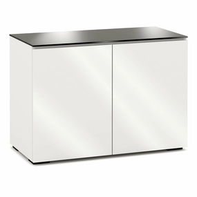 Salamander Designs Chameleon Collection Miami 323 Twin AV Cabinet (High Gloss White with Black Glass Top) hi-fi digital to analog converter,hi-fi lossless streamer,hi-fi Roon-ready device