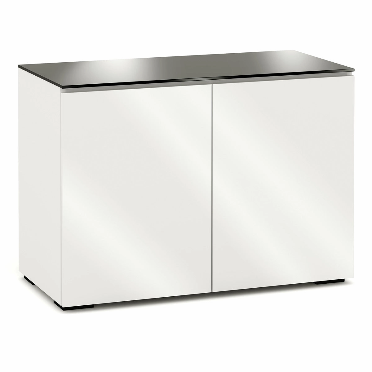 Salamander Designs Chameleon Collection Miami 323 Twin AV Cabinet (High Gloss White with Black Glass Top) hi-fi digital to analog converter,hi-fi lossless streamer,hi-fi Roon-ready device
