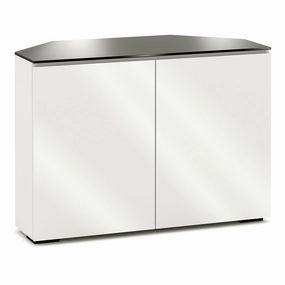 Salamander Designs Chameleon Collection Miami 323 Twin Corner AV Cabinet (High Gloss White with Black Glass Top)