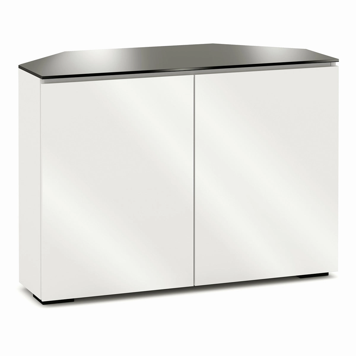 Salamander Designs Chameleon Collection Miami 323 Twin Corner AV Cabinet (High Gloss White with Black Glass Top)