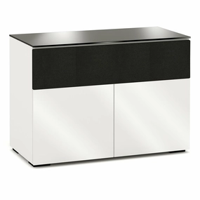 Salamander Designs Chameleon Collection Miami 329 Twin Speaker Integrated Cabinet (High Gloss White with Black Glass Top) hi-fi portable player,hi-fi desktop amplifier,hi-fi isolation stand