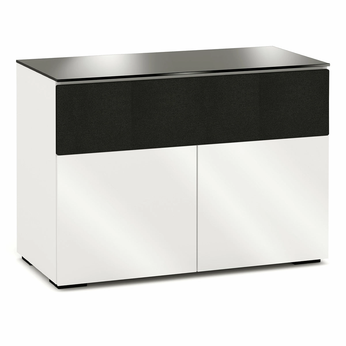 Salamander Designs Chameleon Collection Miami 329 Twin Speaker Integrated Cabinet (High Gloss White with Black Glass Top) hi-fi portable player,hi-fi desktop amplifier,hi-fi isolation stand