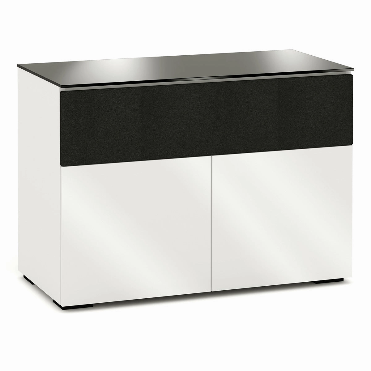 Salamander Designs Chameleon Collection Miami 329 Twin Speaker Integrated Cabinet (High Gloss White with Black Glass Top) hi-fi digital to analog converter,hi-fi lossless streamer,hi-fi Roon-ready device