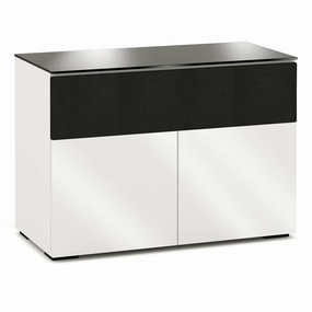 Salamander Designs Chameleon Collection Miami 329 Twin Speaker Integrated Cabinet (High Gloss White with Black Glass Top) hi-fi digital to analog converter,hi-fi lossless streamer,hi-fi Roon-ready device