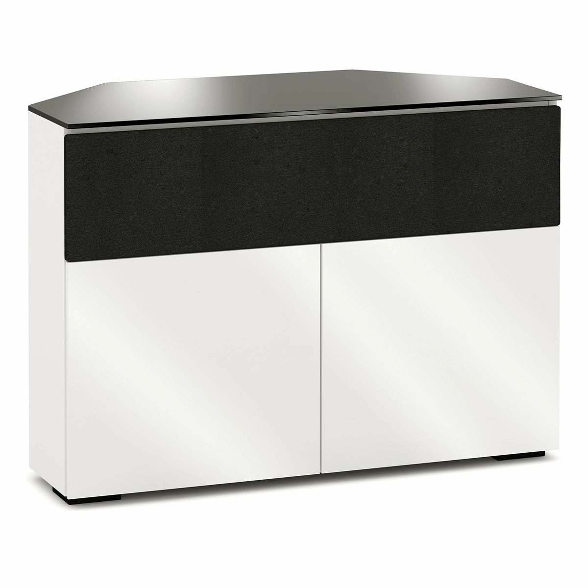 Salamander Designs Chameleon Collection Miami 329 Twin Speaker Integrated Corner Cabinet (High Gloss White with Black Glass Top) hi-fi portable player,hi-fi desktop amplifier,hi-fi isolation stand