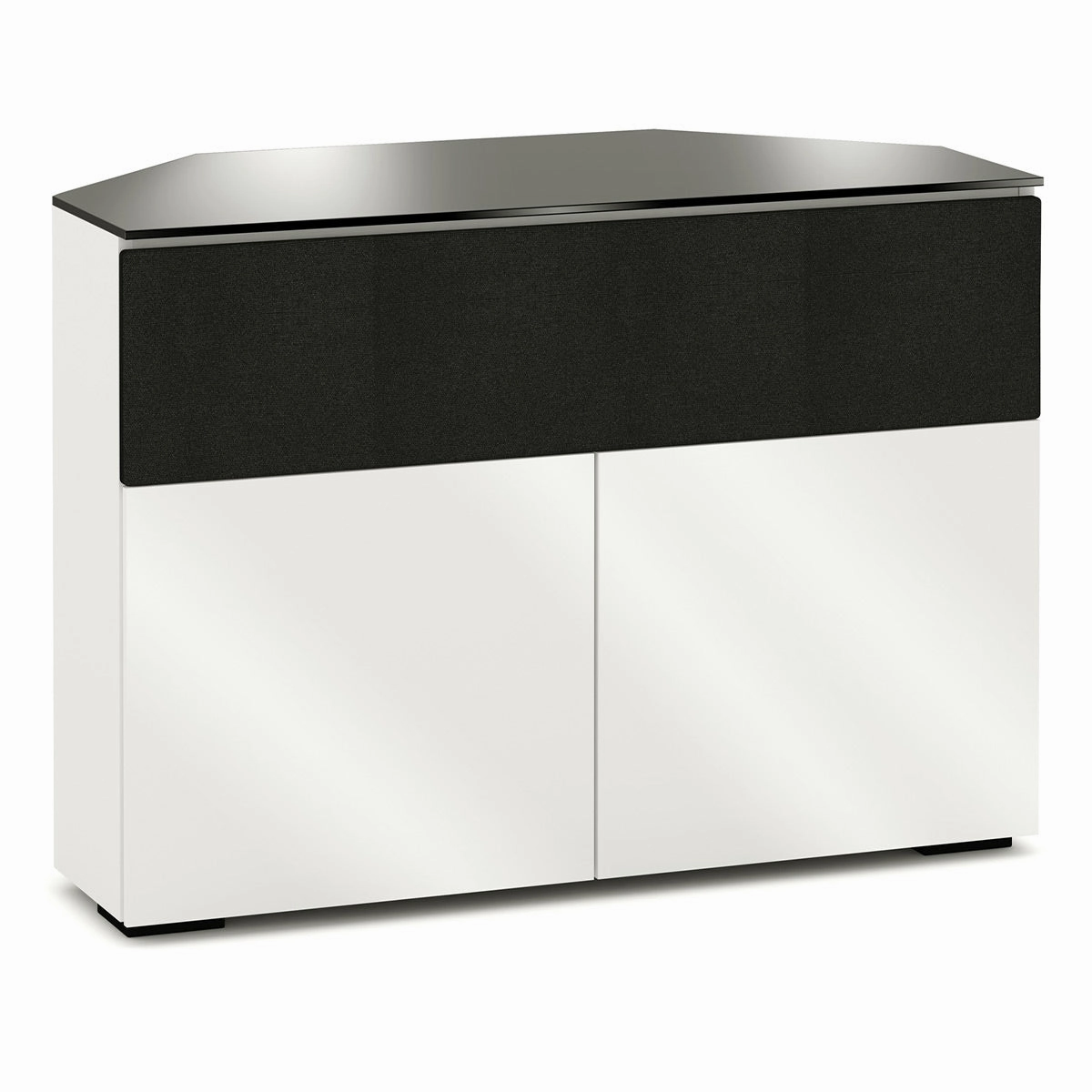 Salamander Designs Chameleon Collection Miami 329 Twin Speaker Integrated Corner Cabinet (High Gloss White with Black Glass Top) hi-fi digital to analog converter,hi-fi lossless streamer,hi-fi Roon-ready device