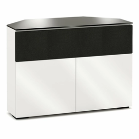 Salamander Designs Chameleon Collection Miami 329 Twin Speaker Integrated Corner Cabinet (High Gloss White with Black Glass Top) hi-fi portable player,hi-fi desktop amplifier,hi-fi isolation stand
