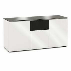 Salamander Designs Chameleon Collection Miami 336 Triple Speaker Integrated Cabinet (High Gloss White with Black Glass Top)