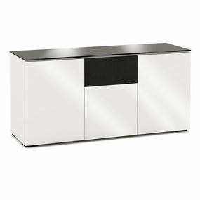 Salamander Designs Chameleon Collection Miami 336 Triple Speaker Integrated Cabinet (High Gloss White with Black Glass Top) hi-fi digital to analog converter,hi-fi lossless streamer,hi-fi Roon-ready device