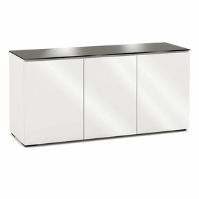 Salamander Designs Chameleon Collection Miami 337 Triple AV Cabinet (High Gloss White with Black Glass Top)