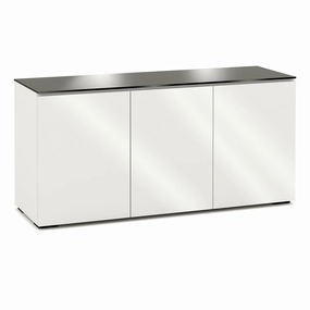 Salamander Designs Chameleon Collection Miami 337 Triple AV Cabinet (High Gloss White with Black Glass Top) hi-fi digital to analog converter,hi-fi lossless streamer,hi-fi Roon-ready device