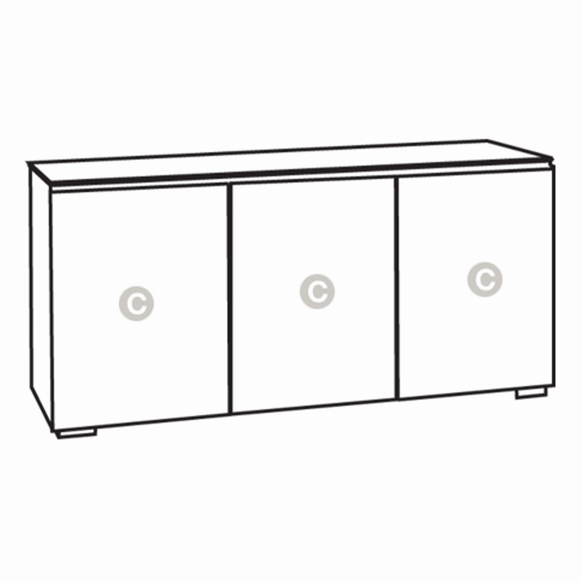 Salamander Designs Chameleon Collection Miami 337 Triple AV Cabinet (High Gloss White with Black Glass Top)
