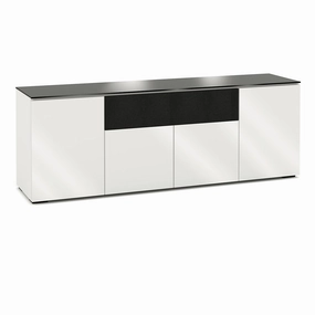 Salamander Designs Chameleon Collection Miami 345 Quad Speaker Integrated Cabinet (High Gloss White with Black Glass Top) hi-fi portable player,hi-fi desktop amplifier,hi-fi isolation stand