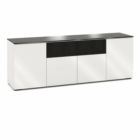 Salamander Designs Chameleon Collection Miami 345 Quad Speaker Integrated Cabinet (High Gloss White with Black Glass Top)