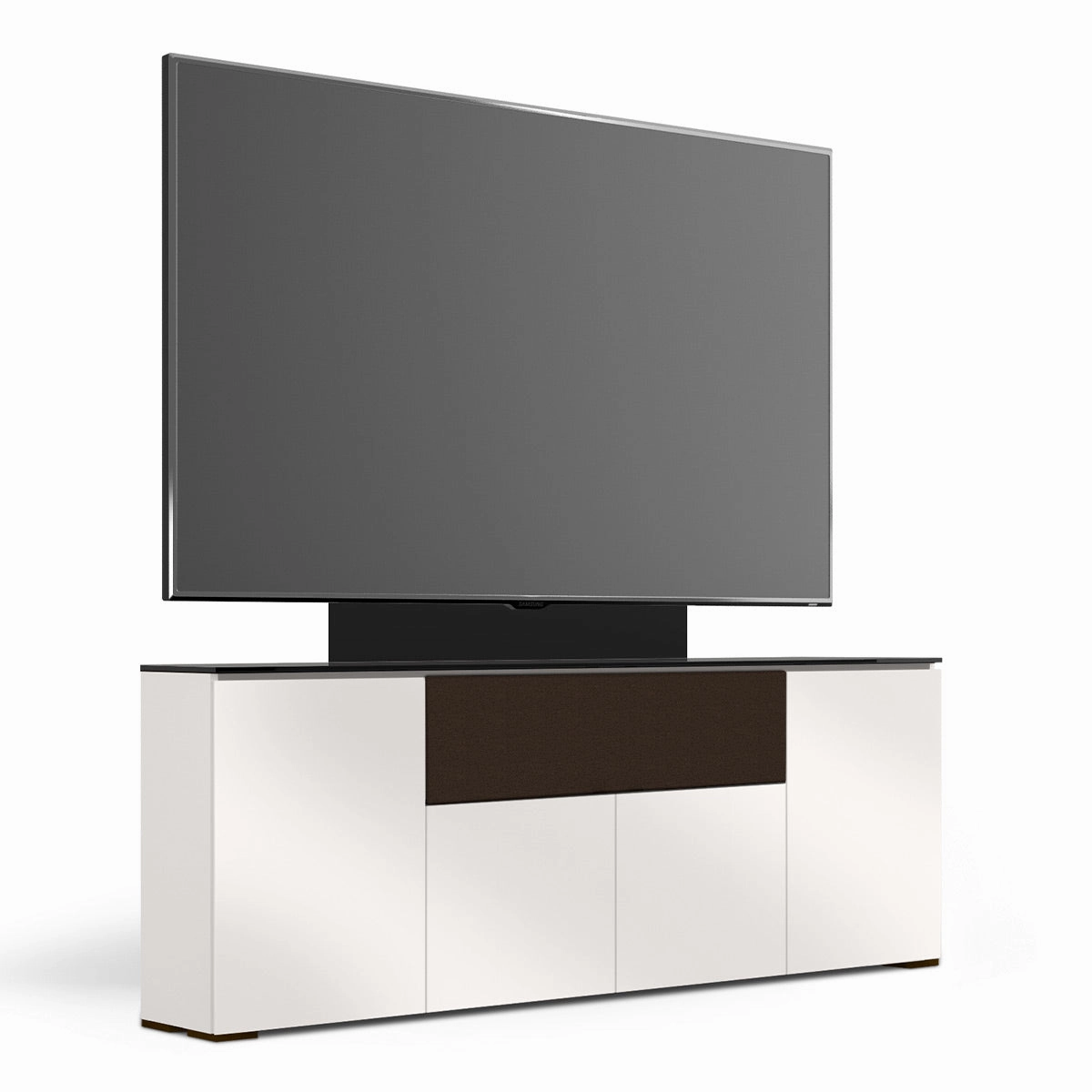 Salamander Designs Chameleon Collection Miami 345 Quad Speaker Integrated Cabinet (High Gloss White with Black Glass Top)