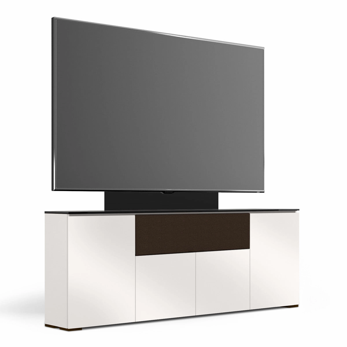 Salamander Designs Chameleon Collection Miami 345 Quad Speaker Integrated Cabinet (High Gloss White with Black Glass Top)