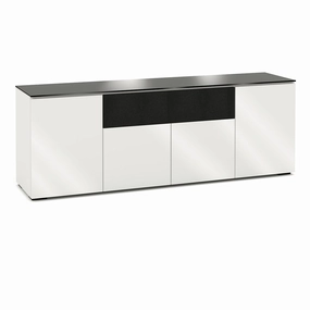 Salamander Designs Chameleon Collection Miami 345 Quad Speaker Integrated Cabinet (High Gloss White with Black Glass Top) hi-fi digital to analog converter,hi-fi lossless streamer,hi-fi Roon-ready device