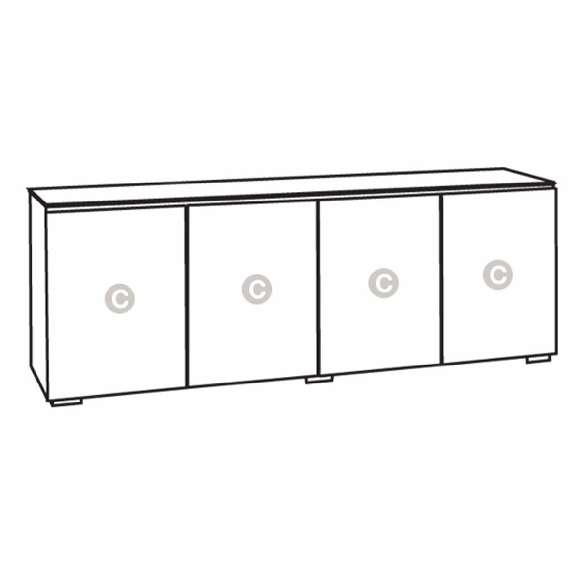 Salamander Designs Chameleon Collection Miami 347 Quad AV Cabinet (High Gloss White with Black Glass Top)