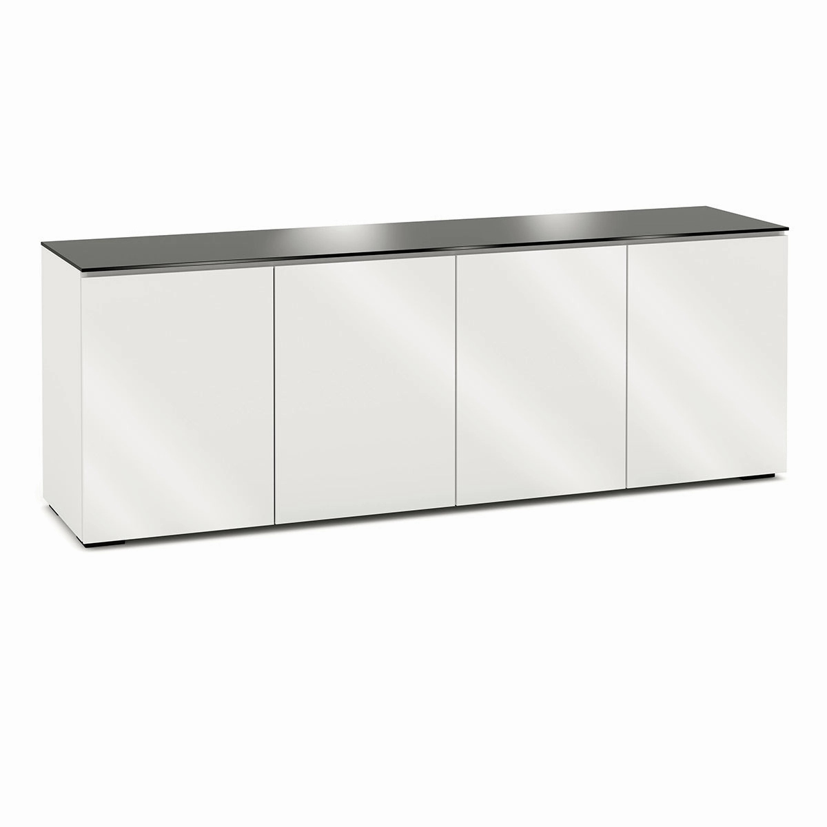Salamander Designs Chameleon Collection Miami 347 Quad AV Cabinet (High Gloss White with Black Glass Top)