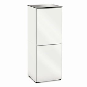 Salamander Designs Chameleon Collection Miami 617 RM Single Pro Audio Rack (High Gloss White with Black Glass Top)