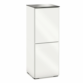 Salamander Designs Chameleon Collection Miami 617 Single AV Cabinet (High Gloss White with Black Glass Top)