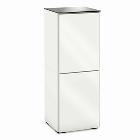Salamander Designs Chameleon Collection Miami 617 Single AV Cabinet (High Gloss White with Black Glass Top) hi-fi portable player,hi-fi desktop amplifier,hi-fi isolation stand