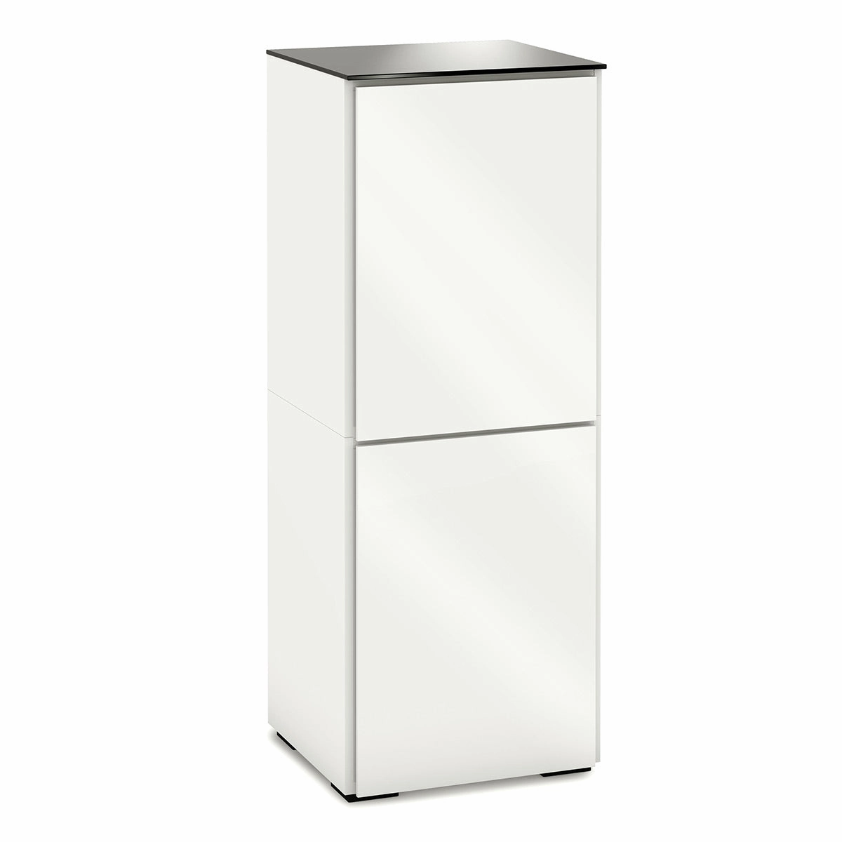 Salamander Designs Chameleon Collection Miami 617 Single AV Cabinet (High Gloss White with Black Glass Top)