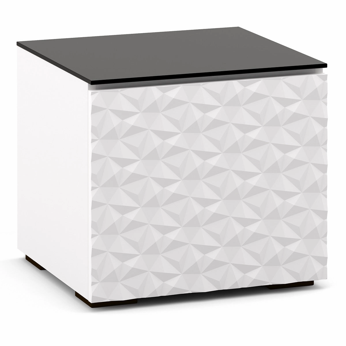 Salamander Designs Chameleon Collection Milan 217 SE Subwoofer Enclosure AV Cabinet (Geometric White with Black Glass Top) hi-fi portable player,hi-fi desktop amplifier,hi-fi isolation stand