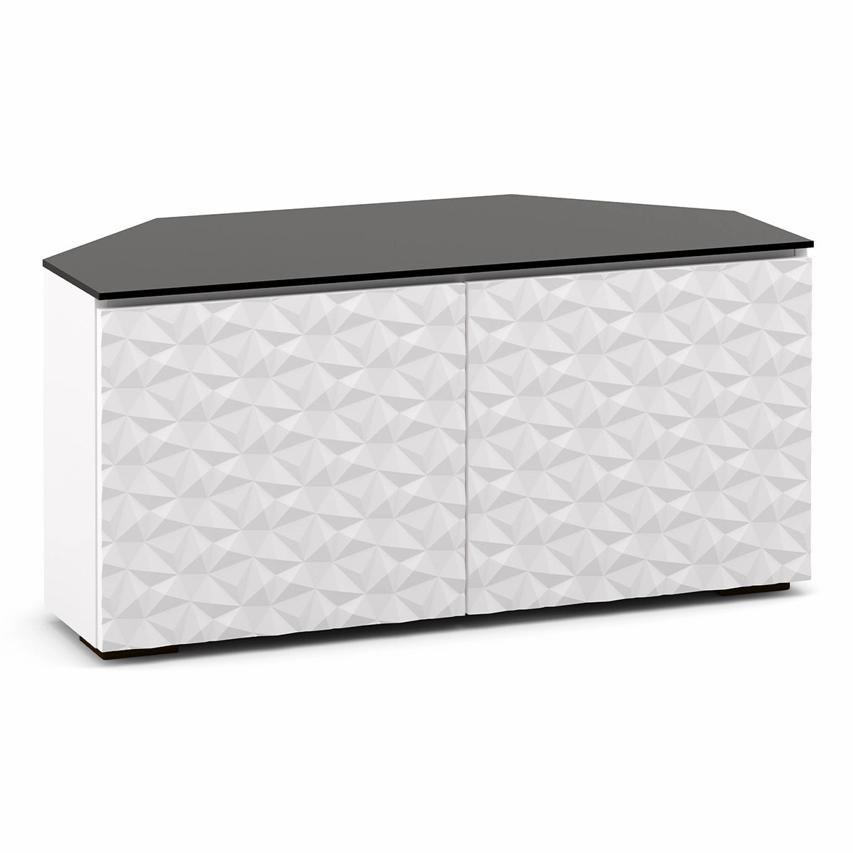 Salamander Designs Chameleon Collection Milan 221 Twin Corner AV Cabinet (Geometric White with Black Glass Top) hi-fi portable player,hi-fi desktop amplifier,hi-fi isolation stand