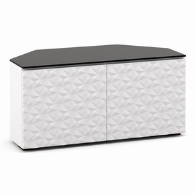 Salamander Designs Chameleon Collection Milan 221 Twin Corner AV Cabinet (Geometric White with Black Glass Top) hi-fi portable player,hi-fi desktop amplifier,hi-fi isolation stand