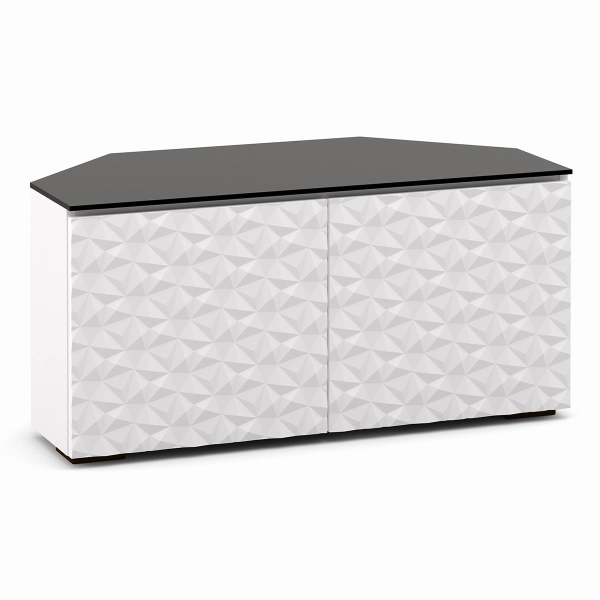 Salamander Designs Chameleon Collection Milan 221 Twin Corner AV Cabinet (Geometric White with Black Glass Top)