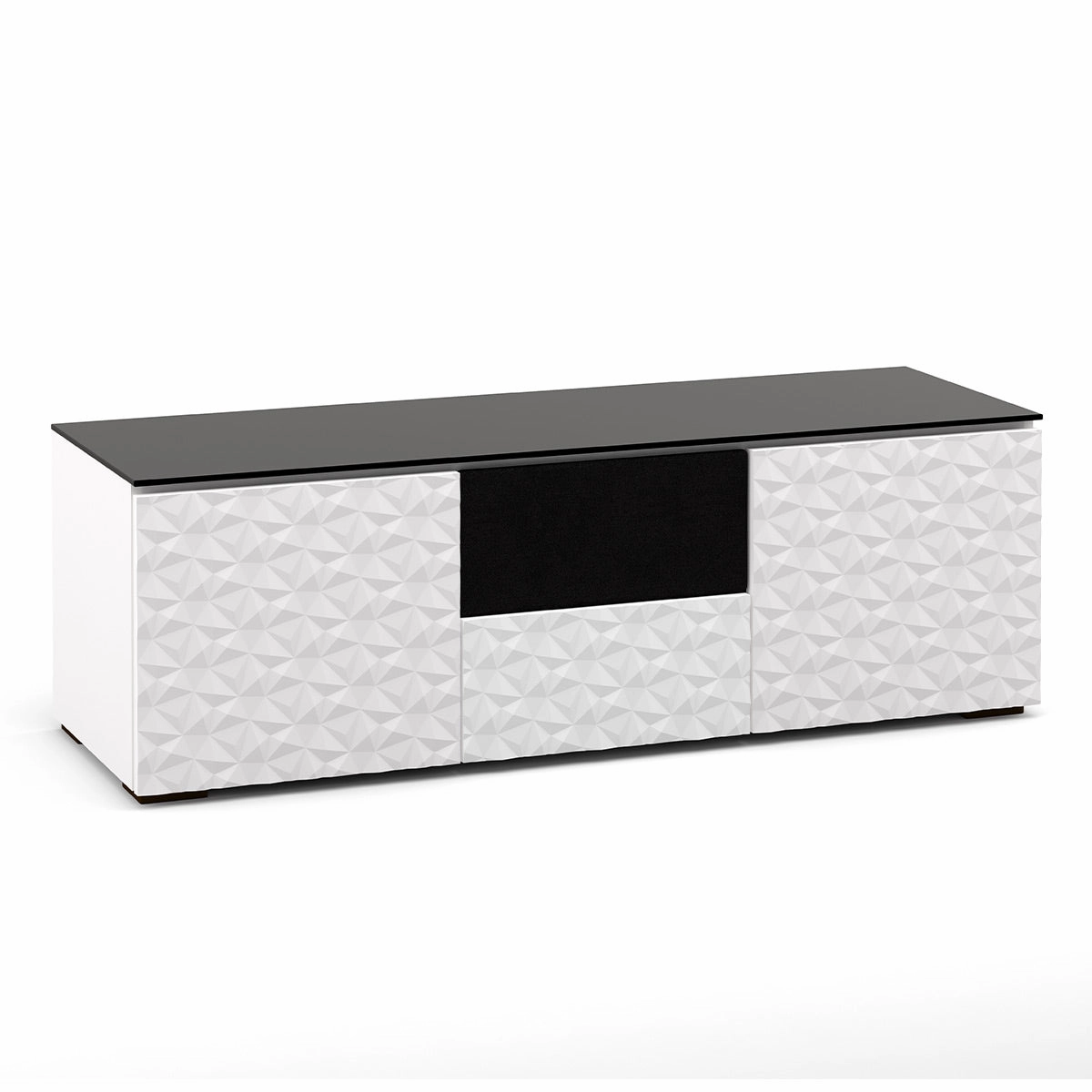 Salamander Designs Chameleon Collection Milan 236 Triple Speaker Integrated Cabinet (Geometric White with Black Glass Top) hi-fi digital to analog converter,hi-fi lossless streamer,hi-fi Roon-ready device