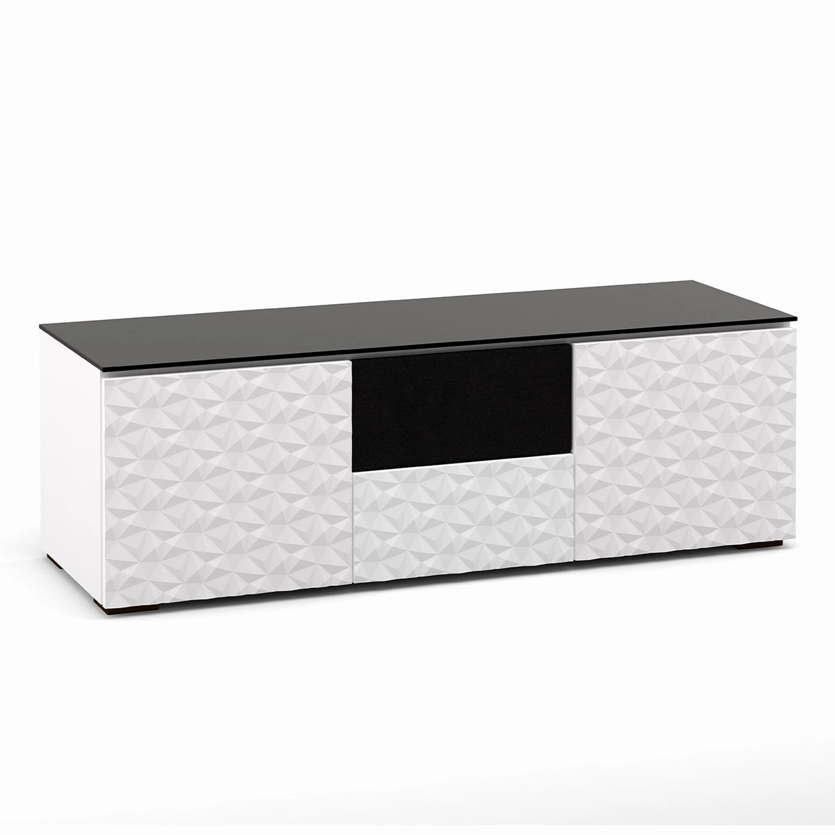 Salamander Designs Chameleon Collection Milan 236 Triple Speaker Integrated Cabinet (Geometric White with Black Glass Top) hi-fi portable player,hi-fi desktop amplifier,hi-fi isolation stand