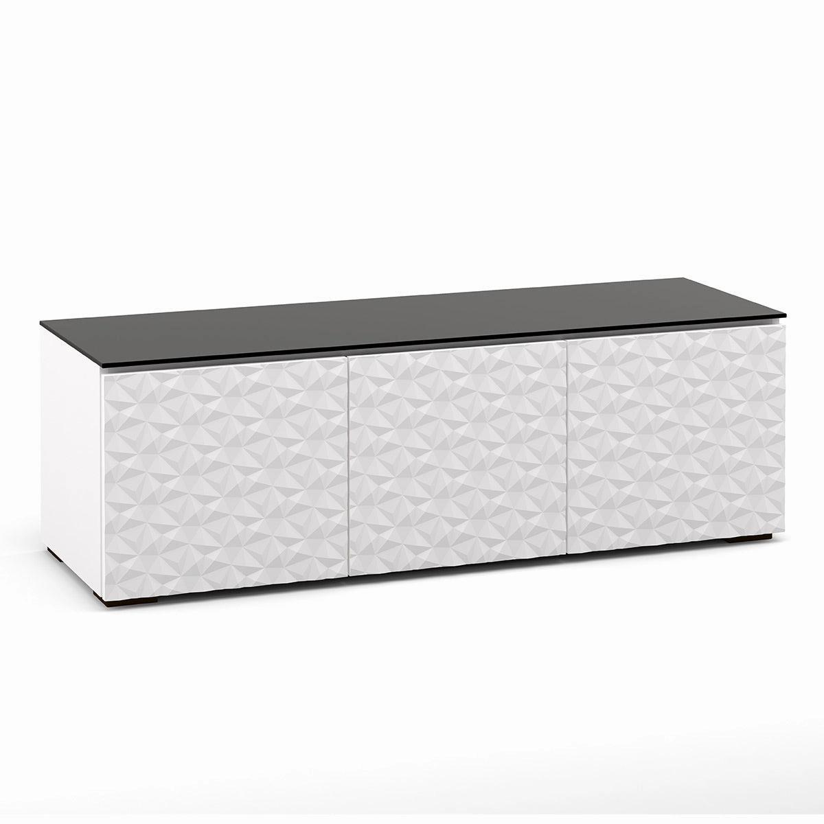 Salamander Designs Chameleon Collection Milan 237 Triple AV Cabinet (Geometric White with Black Glass Top) hi-fi digital to analog converter,hi-fi lossless streamer,hi-fi Roon-ready device