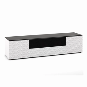 Salamander Designs Chameleon Collection Milan 245 Quad Speaker Integrated Cabinet (Geometric White with Black Glass Top) hi-fi digital to analog converter,hi-fi lossless streamer,hi-fi Roon-ready device