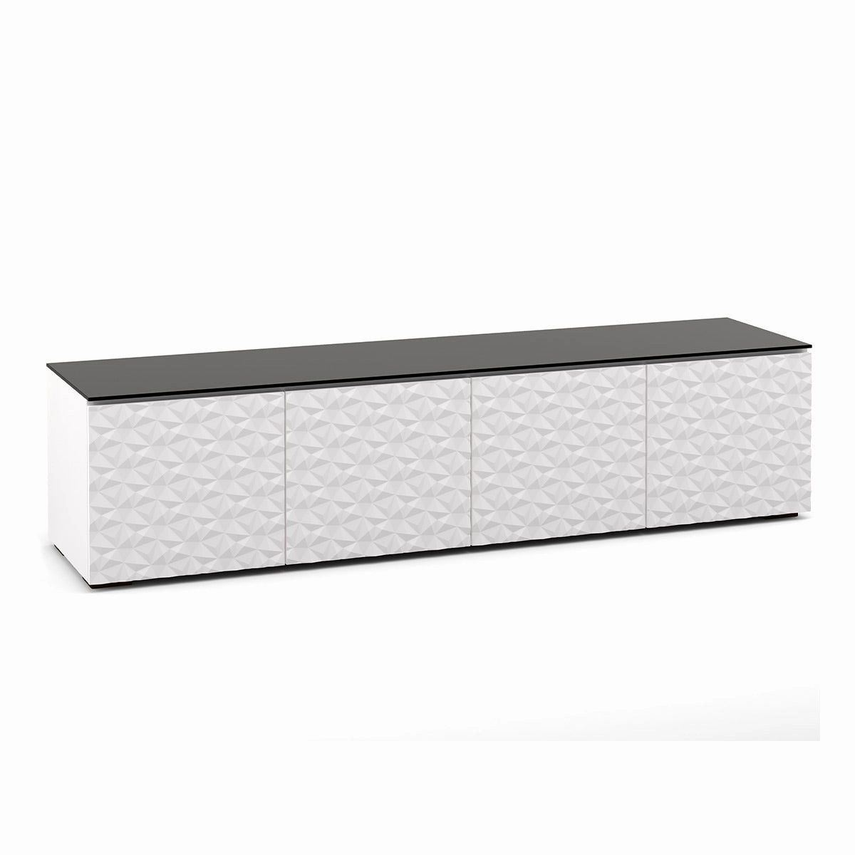 Salamander Designs Chameleon Collection Milan 247 Quad AV Cabinet (Geometric White with Black Glass Top) hi-fi digital to analog converter,hi-fi lossless streamer,hi-fi Roon-ready device