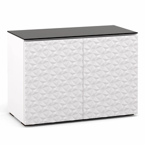 Salamander Designs Chameleon Collection Milan 323 Twin AV Cabinet (Geometric White with Black Glass Top) hi-fi portable player,hi-fi desktop amplifier,hi-fi isolation stand