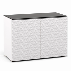 Salamander Designs Chameleon Collection Milan 323 Twin AV Cabinet (Geometric White with Black Glass Top)