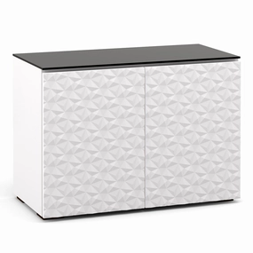 Salamander Designs Chameleon Collection Milan 323 Twin AV Cabinet (Geometric White with Black Glass Top) hi-fi digital to analog converter,hi-fi lossless streamer,hi-fi Roon-ready device