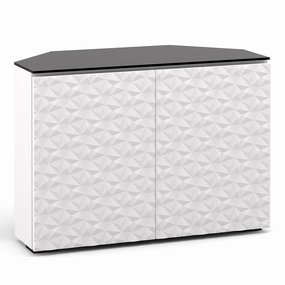 Salamander Designs Chameleon Collection Milan 323 Twin Corner AV Cabinet (Geometric White with Black Glass Top) hi-fi portable player,hi-fi desktop amplifier,hi-fi isolation stand