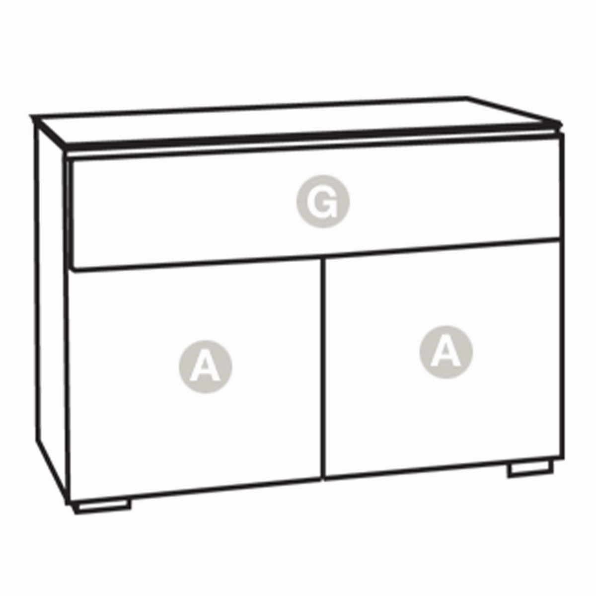 Salamander Designs Chameleon Collection Milan 329 Twin Speaker Integrated Cabinet (Geometric White with Black Glass Top)