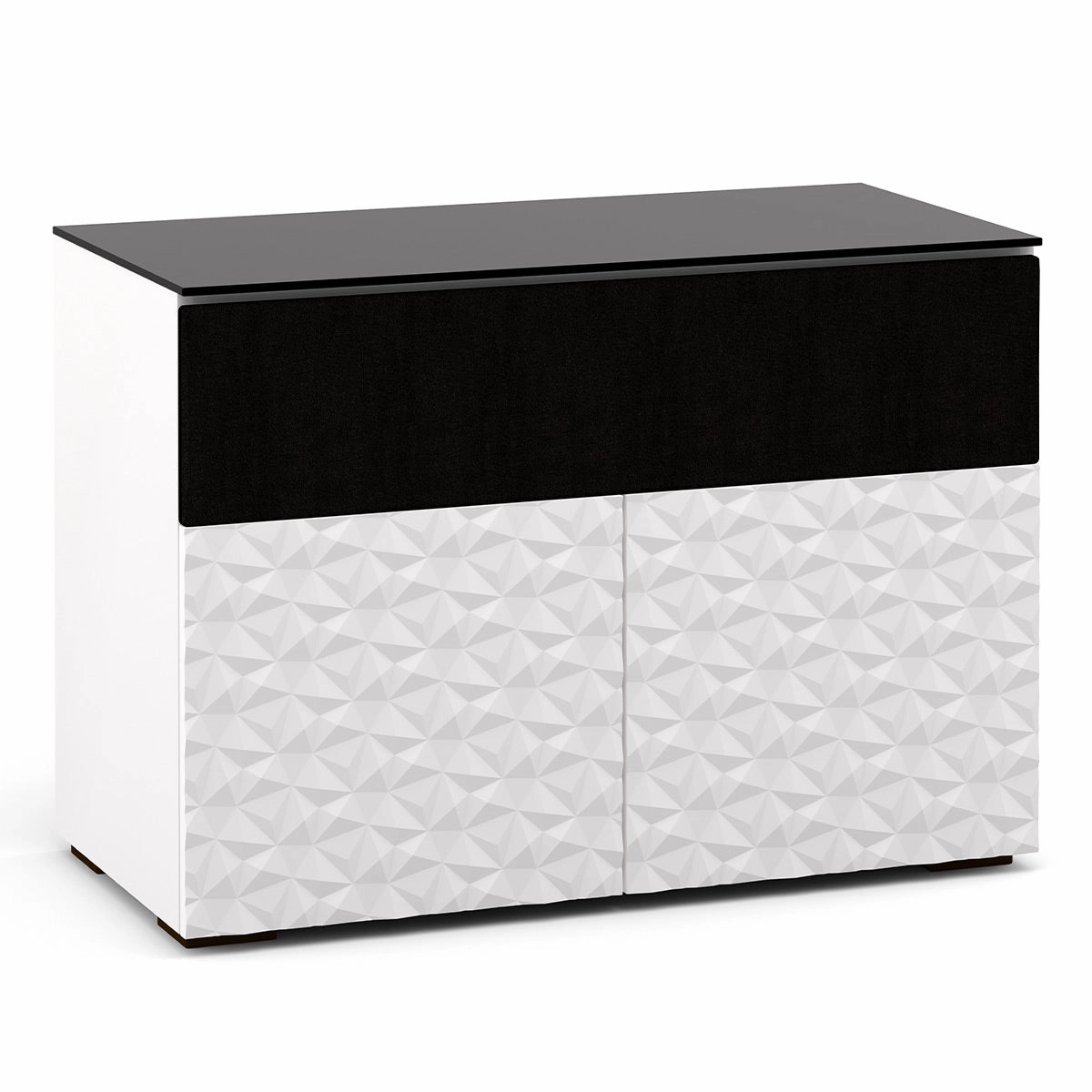 Salamander Designs Chameleon Collection Milan 329 Twin Speaker Integrated Cabinet (Geometric White with Black Glass Top) hi-fi portable player,hi-fi desktop amplifier,hi-fi isolation stand