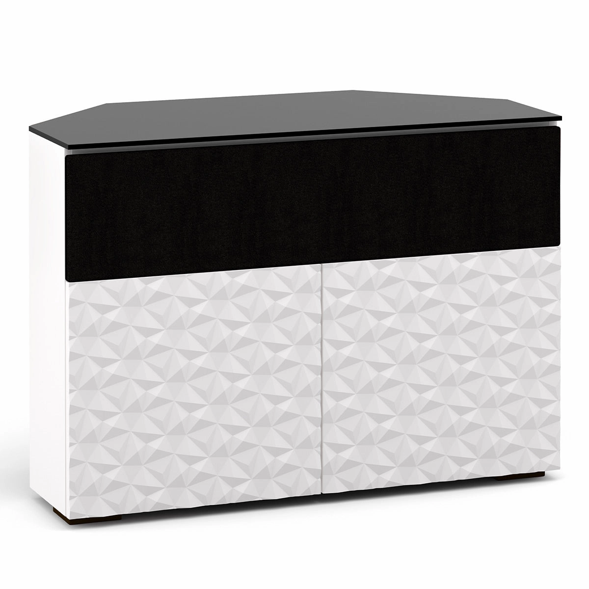 Salamander Designs Chameleon Collection Milan 329 Twin Speaker Integrated Corner Cabinet (Geometric White with Black Glass Top) hi-fi portable player,hi-fi desktop amplifier,hi-fi isolation stand