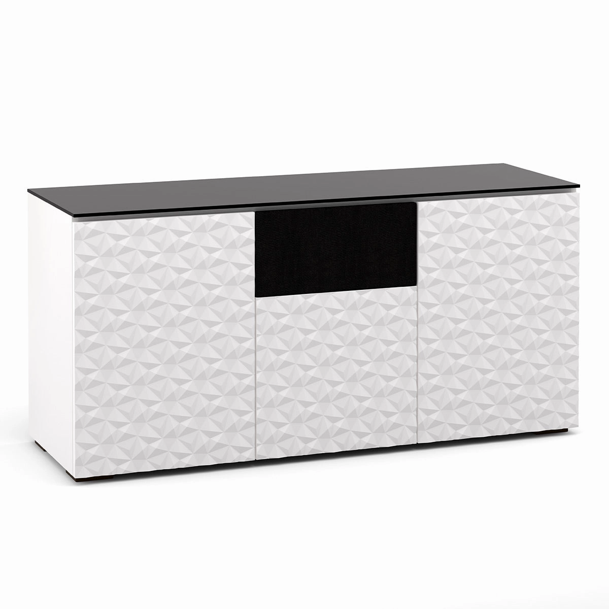 Salamander Designs Chameleon Collection Milan 336 Triple Speaker Integrated Cabinet (Geometric White with Black Glass Top)